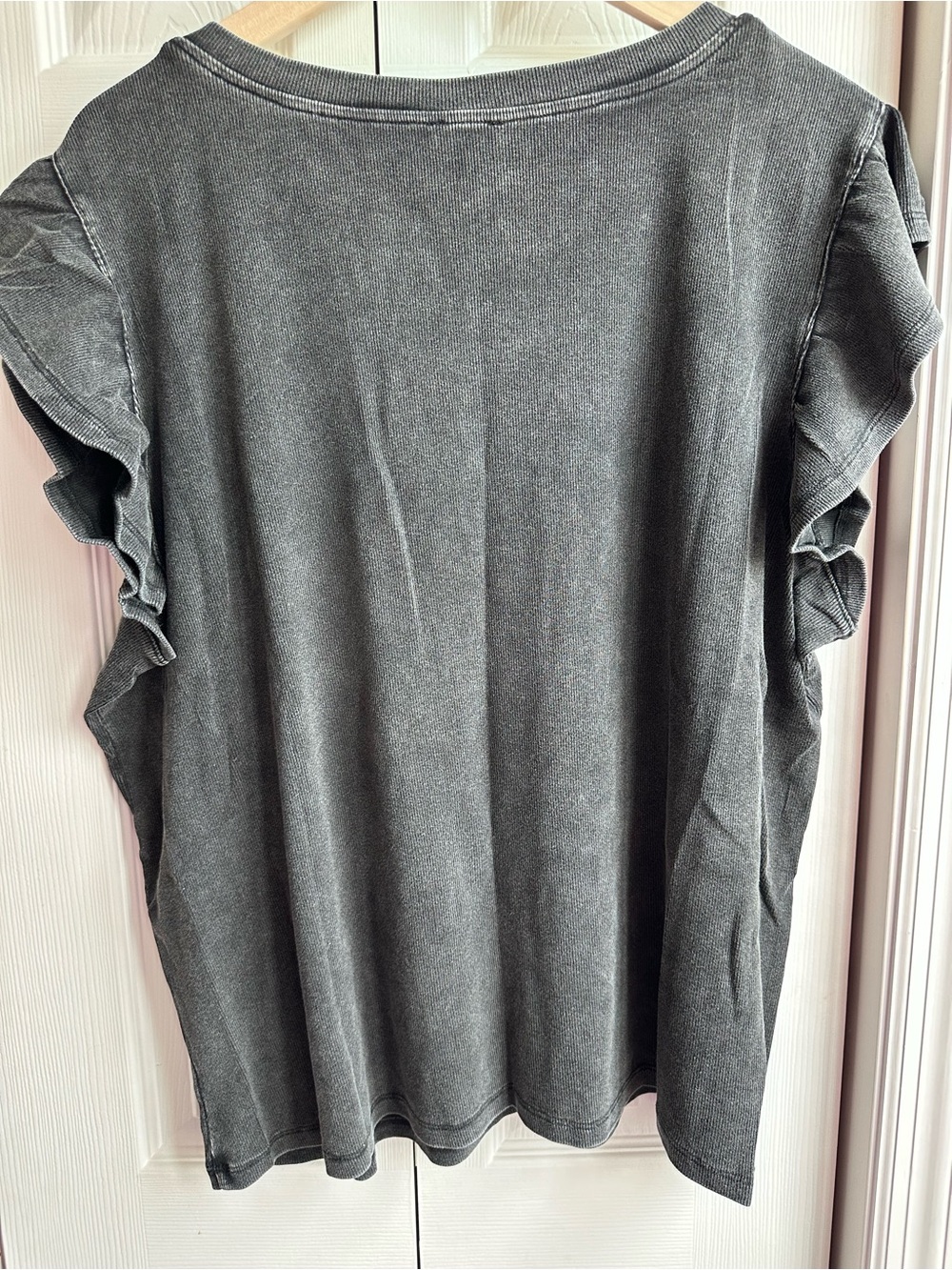 Black Washed Ruffle Sleeve Top - Picture 4 of 12